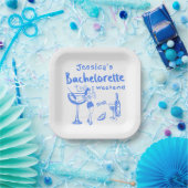 Assiettes En Carton Blue Whimsical Beach Bachelorette Party (Fête)
