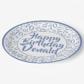 Assiettes En Carton Blue/White 70th Random Number Pattern (Angle)