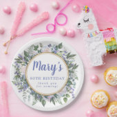 Assiettes En Carton Blue White Floral 80e fête d'anniversaire (Fête)