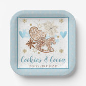 Assiettes En Carton Blue Winter Cookies & Cocoa Birthday party (Recto)