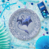 Assiettes En Carton Blue Winter Dragon Imaginaire Nature Art (Fête)
