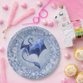 Assiettes En Carton Blue Winter Dragon Imaginaire Nature Art (Fête)