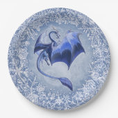 Assiettes En Carton Blue Winter Dragon Imaginaire Nature Art (Devant)