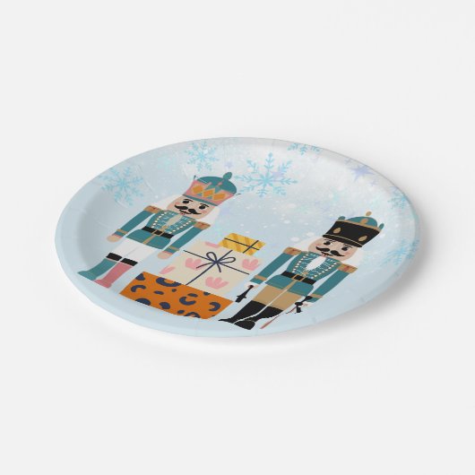 Assiettes En Carton Blue Winter Snowflakes Nutcracker Baby shower (Angle)