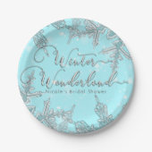 Assiettes En Carton Blue Winter Wonderland Snowflakes Mariage (Devant)