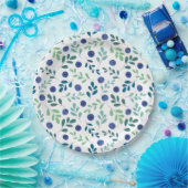 Assiettes En Carton Blueberries à Motif Feuille vert (Fête)