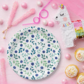 Assiettes En Carton Blueberries à Motif Feuille vert (Fête)