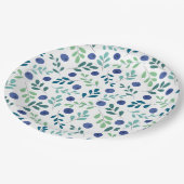 Assiettes En Carton Blueberries à Motif Feuille vert (Angle)