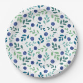 Assiettes En Carton Blueberries à Motif Feuille vert (Devant)