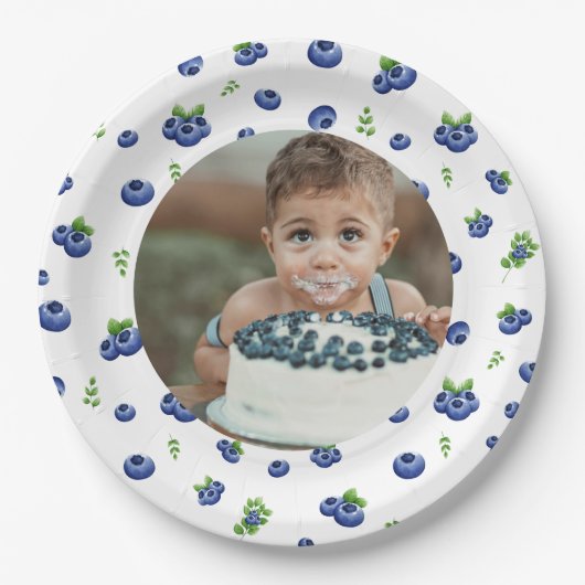 Assiettes En Carton Blueberry 1er anniversaire Berry First Photo (Devant)