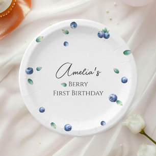 Assiettes En Carton Blueberry Anniversaire Fête Berry Sweet Aquarelle
