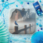 Assiettes En Carton Bluebird Chanter Dans Matin Mist (Fête)