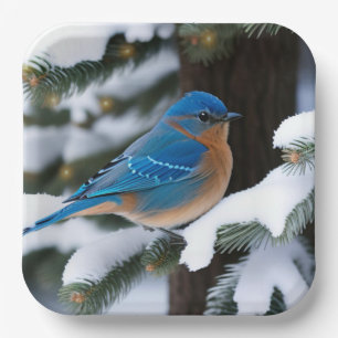 Assiettes En Carton Bluebird d'hiver