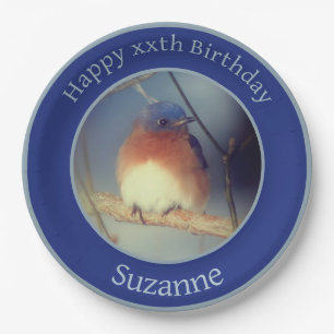 Assiettes En Carton Bluebird Personnalisé Joyeux anniversaire