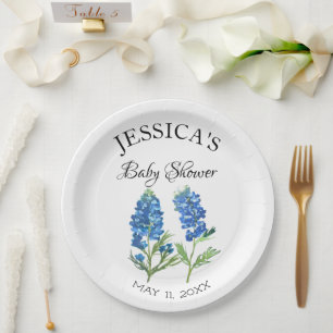 Assiettes En Carton Bluebonnets Fleurs Texas Baby shower Girl