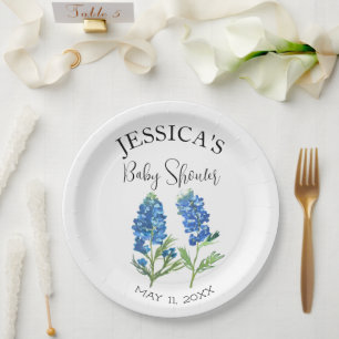 Assiettes En Carton Bluebonnets Fleurs Texas Baby shower Girl