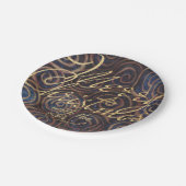 Assiettes En Carton Blues de Noël et or (Angle)