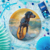 Assiettes En Carton Bluetick Coonhound Beach Plage Plage de surf Peint (Fête)