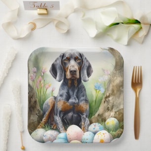 Assiettes En Carton Bluetick Coonhound Chien avec Oeufs de Pâques Fête