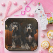 Assiettes En Carton Bluetick Coonhound Chiot Automne Citrouille de pla (Fête)