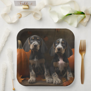 Assiettes En Carton Bluetick Coonhound Chiot Automne Citrouille de pla