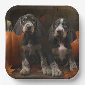 Assiettes En Carton Bluetick Coonhound Chiot Automne Citrouille de pla (Recto)
