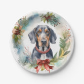 Assiettes En Carton Bluetick Coonhound Christmas Wreath Festive Pup (Devant)