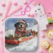 Assiettes En Carton Bluetick Coonhound Dog dans Sledge Noël (Fête)