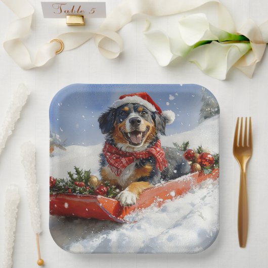 Assiettes En Carton Bluetick Coonhound Dog dans Sledge Noël (Mariage)