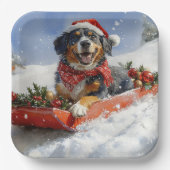 Assiettes En Carton Bluetick Coonhound Dog dans Sledge Noël (Recto)