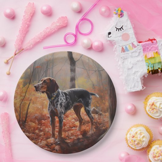 Assiettes En Carton Bluetick Coonhound en automne Leaves automne Inspi (Fête)
