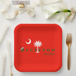 Assiettes En Carton Bluffton État d'esprit Noël Vacances Rouge Vert