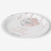 Assiettes En Carton Blush and Silver Balloons Birthday (Angle)