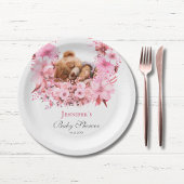 Assiettes En Carton Blush Dreamy Teddy Bear Baby shower rose