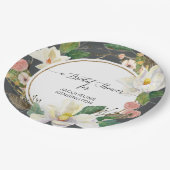 Assiettes En Carton Blush Floral à l'aquarelle blanc magnolia avec feu (Angle)