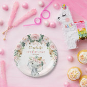 Assiettes En Carton Blush Floral Tropical Boho Elephant Anniversaire F (Fête)