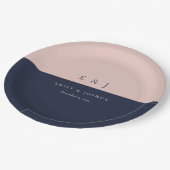 Assiettes En Carton Blush Navy Mariage moderne (Angle)