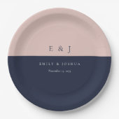 Assiettes En Carton Blush Navy Mariage moderne (Devant)