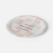 Assiettes En Carton Blush Peach Squares Birthday (Angle)