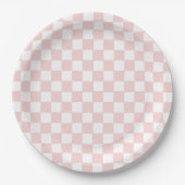 Assiettes En Carton Blush Pink and White Checkered (Devant)