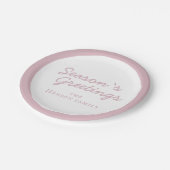 Assiettes En Carton Blush Pink Famille Salutations Saison Script Holid (Angle)