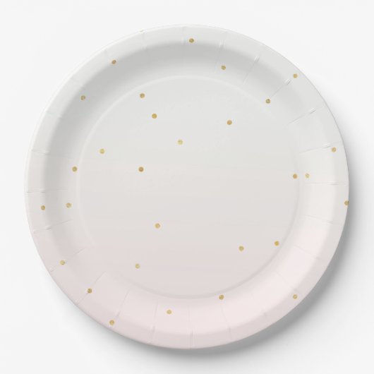 Assiettes En Carton Blush Pink Gold Confetti Sparkle Ombre (Devant)
