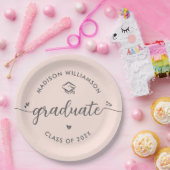 Assiettes En Carton Blush Pink Graduation Gray Script Hearts Cap Bold (Fête)