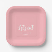 Assiettes En Carton Blush Pink Let's eat Wedding (Recto)