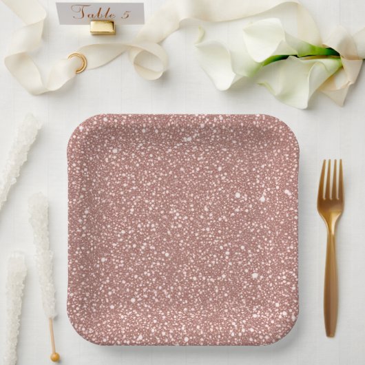 Assiettes En Carton Blush Pink Speckled Pattern Party (Mariage)