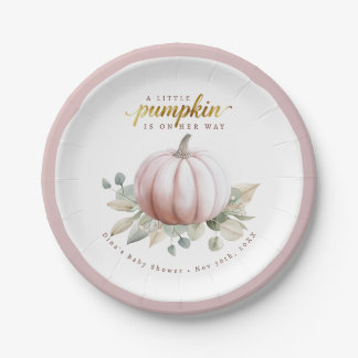 Assiettes En Carton Blush Pumpkin Fall Baby Shower Paper Plates