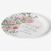 Assiettes En Carton Blush Rose Greenery Eucalypt 55th Birthday (Angle)