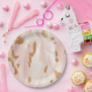 Assiettes En Carton Blush Rose Tan Southwest Faux Cowgirl Cowhie