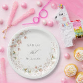 Assiettes En Carton Blush White Rustic Meadow Floral Wreath Mariage (Fête)