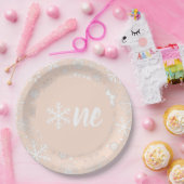 Assiettes En Carton Blush Winter First Birday Snowflake One Plates (Fête)